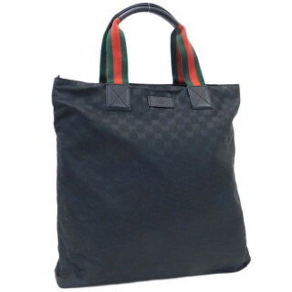 Gucci Sherry GG Nylon Tote Bag Black Capacity - Picture 1 of 8